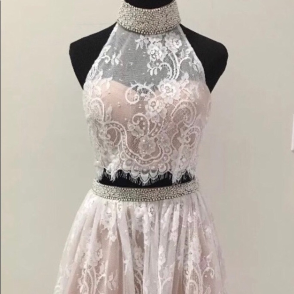 Sherri Hill sz 4 2-piece dress. Champagne colored